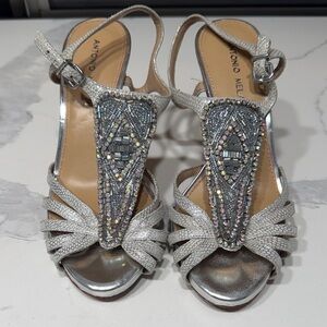 ANTONIO MELANI Silver Embellished Sandals